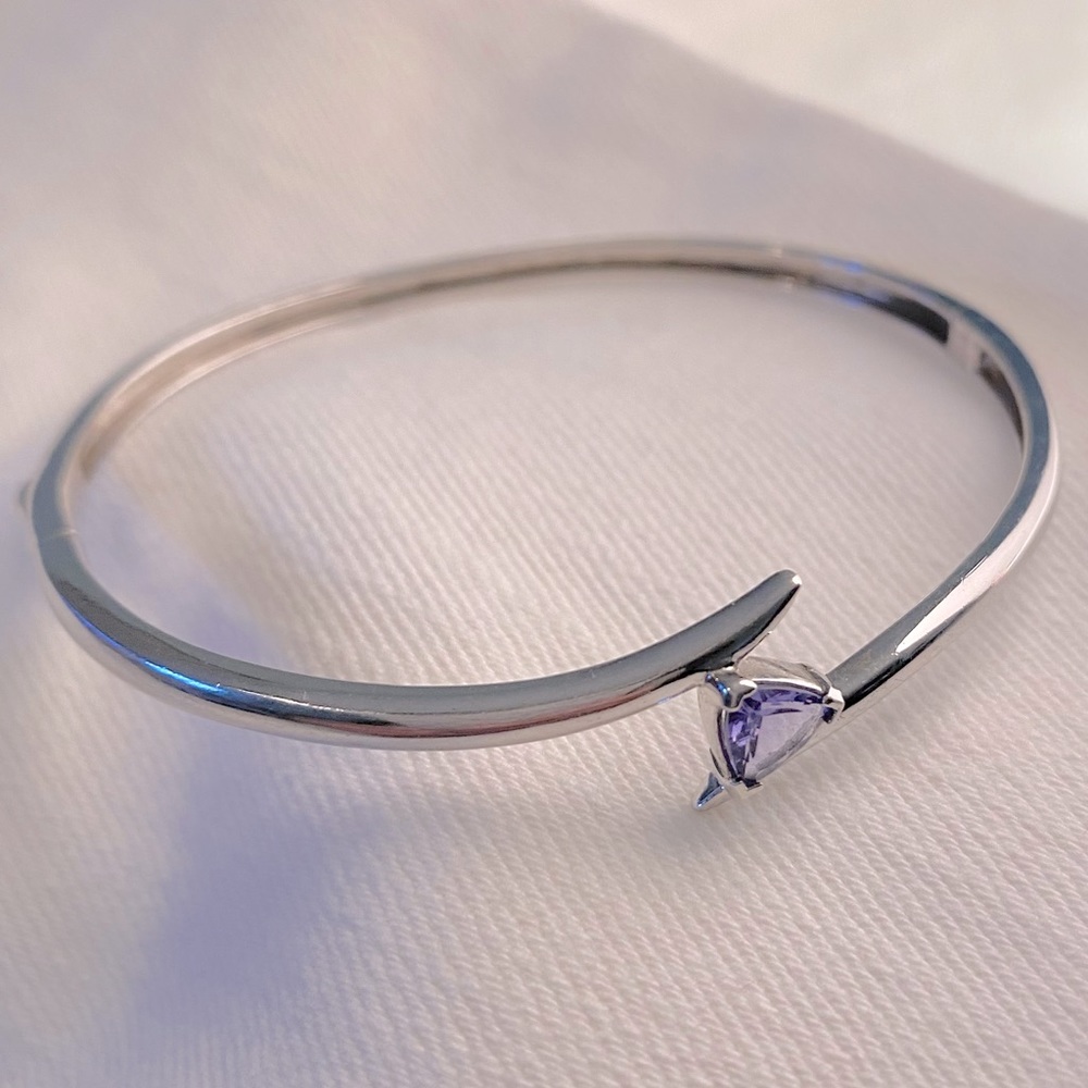 Sterling and Tanzanite Bangle Bracelet 7.5”